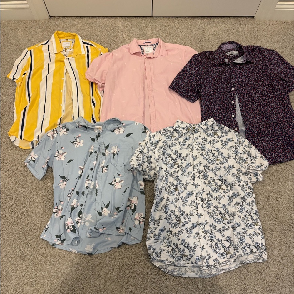 Floral and Striped Mens  Shirt Set
